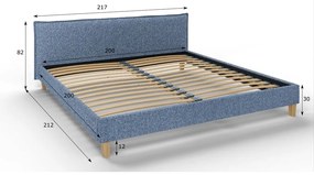 Modrá čalúnená dvojlôžková posteľ s roštom 200x200 cm Tina - Ropez