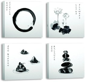 Obrazy v súprave 4 ks 30x30 cm Japanese Zen – Wallity