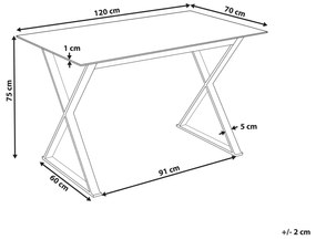 Jedálenský stôl s mramorovým efektom 120 x 70 cm biela/zlatá ATTICA Beliani