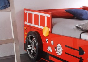 Detská posteľ Spark 90x200 cm, červené hasičské auto s osvetlením