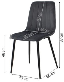 Dekorstudio Zamatová jedálenská stolička BELT tmavo sivá - čierne nohy