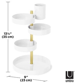 Umbra Otočný organizér na kozmetiku PIROUETTE biely / mosadzný