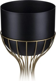 KOVOVÝ KVETINÁČ SO STOJANOM GLAM 68X20 CM ČIERNA/ZLATÁ