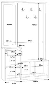 Predsieňová stena so zrkadlom KAVI v dekore dub artisan