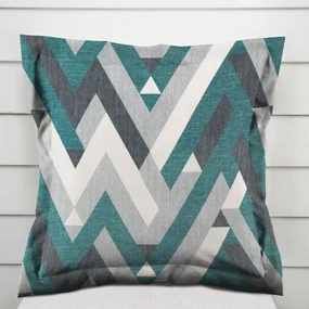 Biante Zamatová obliečka na vankúš s lemom Tamara TMR-026 Zeleno-sivý designový cik-cak 50 x 50 cm