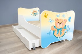 TOP BEDS Detská posteľ Happy Kitty 140x70 Malý medvedík so zásuvkou