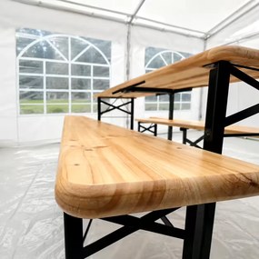 Pivný set 220x50 - 60 cm – Záhradný stôl s lavicami pre 8 - 10 osôb | Masív + kov - 220 cm x 50 cm -