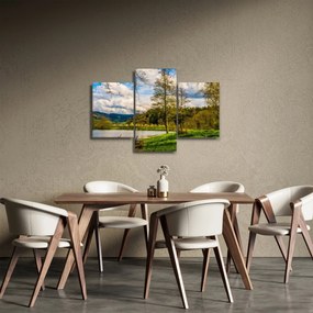 Obraz loďky pri jazere (90x60 cm)