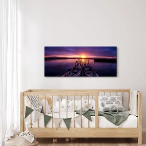 Obraz rybárskych lodí v prístave (120x50 cm)
