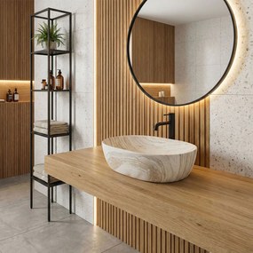 Rea Amelia 48, umývadlo na dosku 480x345x135 mm, imitácia kameňa Saturn, REA-U0636