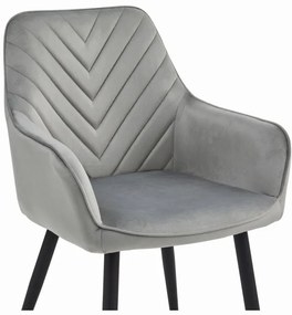 Jedálenská stolička NANA zamatová, strieborná / sivá (čierne nohy)