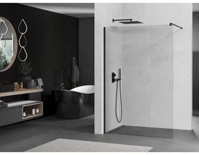 Mexen Kioto, sprchová zásteny typ Walk-In 125 x 200 cm, 8mm číre sklo, čierny profil, 800-125-101-70-00
