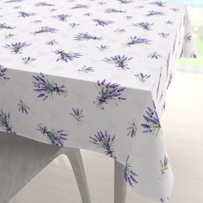 Biante Teflónový štvorcový obrus TF-128 Vetvičky levandúľ na bielom 80x80 cm