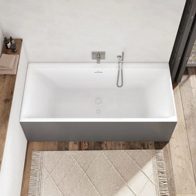 VILLEROY &amp; BOCH Subway 3.0 pravouhlá vaňa z materiálu Quaryl, odtok v strede, vrátane napúšťania vane SilentFlow, 1700 x 750 x 480 mm, Stone White, UBQ170SBW2TDV-RW