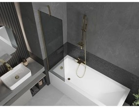 Mexen Next, vaňová zástena 1-krídlová 50 x 150 cm, fixné krídlo, 6 mm šedé sklo, zlatý profil, 895-050-000-00-40-50