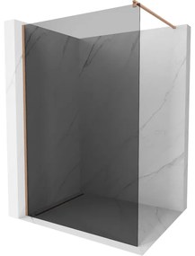 Mexen Kioto, sprchová zástena Walk-In 100 x 200 cm, 8mm šedé sklo, medený matný profil, 800-100-101-65-40