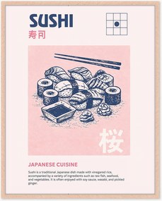 Ručne vyrobená nástenná dekorácia v ráme Sushi