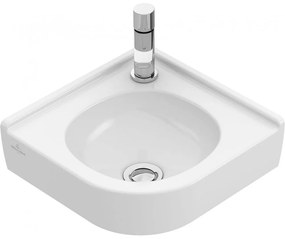 VILLEROY &amp; BOCH O.novo Compact rohové závesné umývadielko s otvorom, bez prepadu, 450 x 400 mm, biela alpská, 73103301