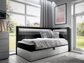 Kontinentálna jednolôžková posteľ Junior Ribezo 3, Strana: pravá, Rozmer postele: 100x200, Dostupné poťahy: ekokoža Soft 017 (biela) + Fresh 17