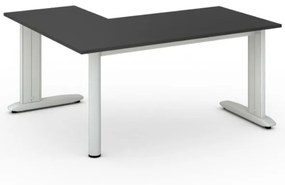 Rohový kancelársky písací stôl PRIMO FLEXIBLE, 1600 x 1400 mm, grafitová