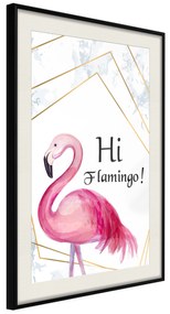 Artgeist Plagát - Hi Flamingo! [Poster] Veľkosť: 30x45, Verzia: Čierny rám s passe-partout