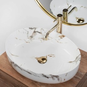 Rea Queen Carrara, umývadlo na dosku 55x42 cm, imitácia kameňa, REA-U1232