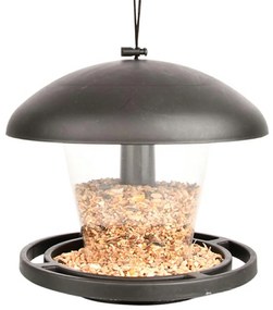 Závesné kŕmidlo pre vtáky Mushroom, 17,5x19,5 cm, plast, čierna