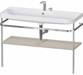 DURAVIT Happy D.2 Plus c-shaped kovový stojací podstavec s nábytkovým umývadlom s dvomi otvormi, 1 polička, 1175 x 490 x 850 mm, chróm/taupe matná lakovaná, HP4839E60600000