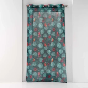 Priehľadné záclony Douceur d intérieur PANNEAU A OEILLETS 140 x 240 CM VOILE SABLE IMPRIME CARACAS BLEU