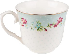 Zelená porcelánová šálka s tanierikom s kvetmi - Ø 15*8 / 250 ml