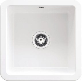 Deante Lumi, 1-komorový keramický drez 457×457×205 mm, biela, DEA-ZCU_610B