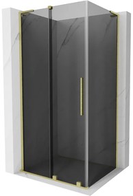 Mexen Velar L, sprchový kút s posuvnými dverami 110 x 75 cm, 8mm šedé sklo, zlatá matná, 871-110-075-43-55