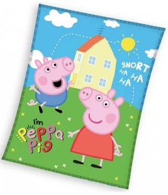 CARBOTEX - Detská veľká fleecová deka Prasiatko Peppa - Peppa Pig / 150 x 200 cm