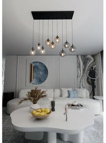 Luster na lanku COSMO 9xE14/10W/230V čierna/šedá/béžová/číra