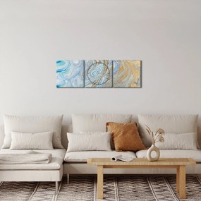 Obraz - Modrý mramor (s hodinami) (90x30 cm)