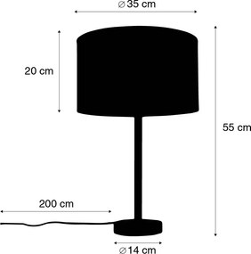 Moderná stolná lampa čierna s tienidlom z boucle svetlohnedej 35 cm - Simplo