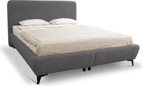 Tmavosivá čalúnená dvojlôžková posteľ s úložným priestorom s roštom 140x200 cm Makapu – Makamii