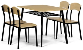Autronic - Set jídelní (1+4), MDF dekor dub, černý kov - AUT-O2222 OAK AKCE