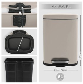 Spirella Pedálový odpadkový kôš Akira 5 l, matná sivohnedá
