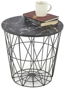 Konferenčný stolík HARISSA 41x42 cm čierna/čierny dekor mramoru