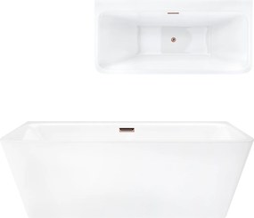 Nástenná vaňa Corsan Iseo 170 cm, široký okraj, ružové zlato