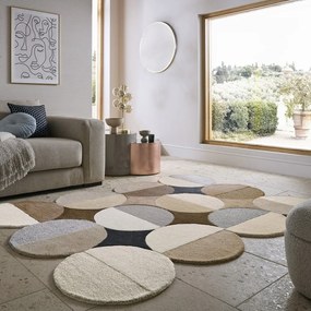Sivobéžový ručne tkaný vlnený koberec 200x290 cm Mia Ellipse – Flair Rugs