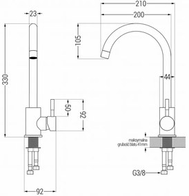 Mexen Foggia, vysoká drezová batéria, čierna matná, 671800-70