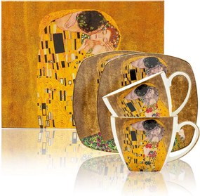 HOME ELEMENTS Porcelánová šálka a podšálka 2 x 250 ml, Klimt Bozk, zlatý