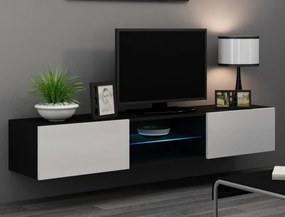 Moderný TV stolík Igore 180 GLASS, černá/bílý lesk