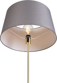 Stojaca lampa zlatá/mosadzná s sivým ľanovým tienidlom 45 cm - Parte