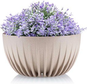 PLASTOVÝ KVETINÁČ STRIPPED ECO SADA 2KS 16X30 CM+15X24 CM BÉŽOVÁ