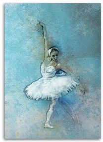 Obraz na plátně Bílá baletka tyrkysový - 60x90 cm