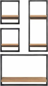 Police s kovovým rámom, zostava 4 ks, 90x35x180 cm