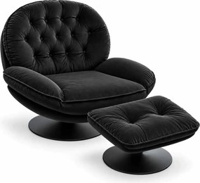 LuxuryForm DESIGN Otočné relaxačné kreslo LUNA s podnožkou – čierne